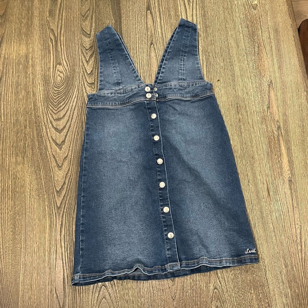 Levi's Youth Girls Denim Skirtall Button Front A-Line Skirt V-Neck Blue Size 10 - Picture 1 of 6